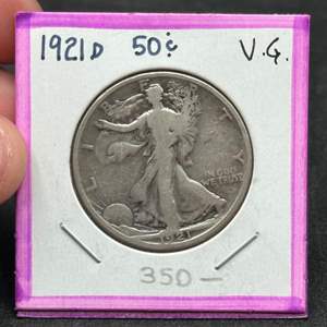 Lot #116 - 1921D Walking Liberty silver half dollar