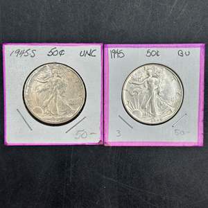 Lot #153 - 1945 Walking Liberty silver half dollars