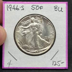 Lot #155 - 1946S Walking Liberty silver half dollar