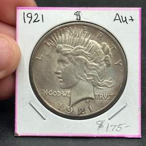 Lot #172 - 1921 Peace Silver Dollar AU