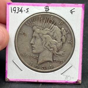 Lot #179 - 1934S Peace Silver Dollar F