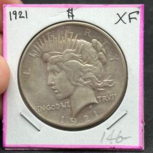 Lot #193 - 1921 Peace Silver Dollar XF