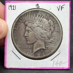 Lot #196 - 1921 Peace Silver Dollar VF