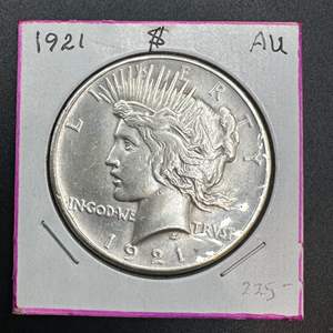 Lot #201 - 1921 Peace Silver Dollar AU