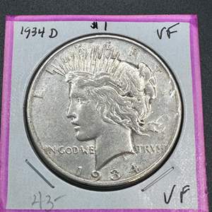 Lot #209 - 1934D Peace Silver Dollar VF