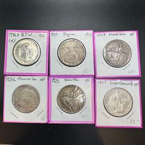 Lot #242 - SIX U.S. Commemorative 90% Silver Half Dollars