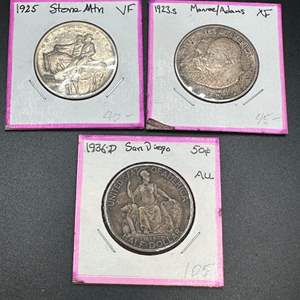 Lot #245 - THREE U.S. Commemorative 90% Silver Half Dollars