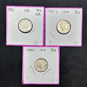 Lot #269 - 1935, 39, 41 Mercury Silver Dimes