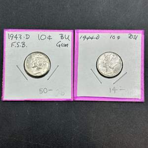 Lot #271 - 1943, 44 Mercury Silver Dimes