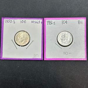 Lot #275 - 1950, 51 Roosevelt Silver Dimes