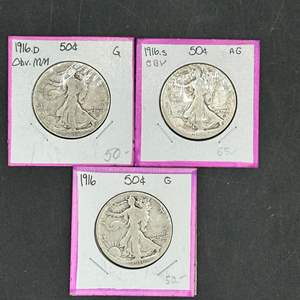 Lot #276 - 1916 Walking Liberty silver half dollars