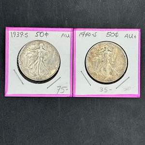 Lot #291 - 1939, 40 Walking Liberty silver half dollars