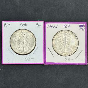 Lot #292 - 1942 Walking Liberty silver half dollars