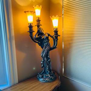 Lot #34- Large Fairstware Bronze Statue Lamp