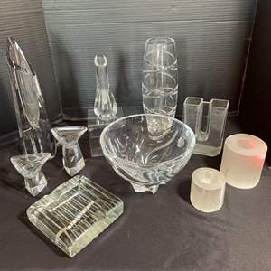 Lot #50- Bacarat MCM Crystal Vase, Ashtray, Royal Copenhagen Crystal Bowl & More