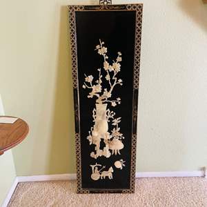 Lot #51- Chinese Lacquered Black With Mother of Pearl Design