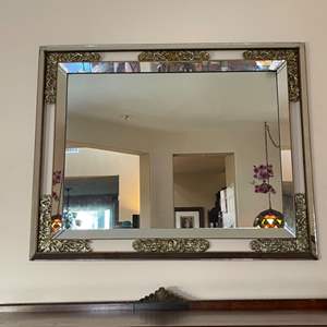 Lot #55- Vintage Ornate Mirror With Gold Accents