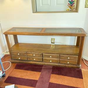 Lot #74- Solid Wood Entry Table With Glass Top