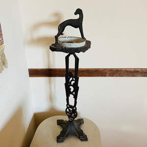 Lot #107- Vintage Cast Iron Art Deco Ashtray Stand