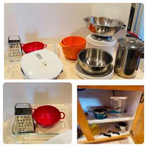 Lot #153-* NEW Burner Pot W/Lid, George Foreman Grill, Pyrex Dish, Mixing Bowls, & More