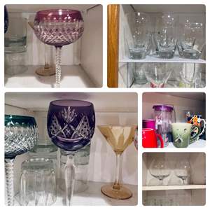 Lot #156-* Collection of Unique Glassware, Val St. Lambert Crystal Glasses, Mugs, & More