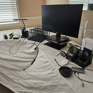 Lot #201- ASUS Computer Monitor, Apple Keyboard, mouse & Desk Accessories