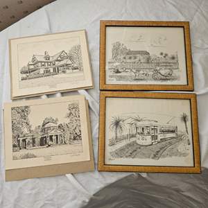 Lot #209- (4) Stamped and Signed Etchings by Coach by Arch and Scott Kiefer