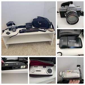 Lot #230- Minolta, Vivitar Cameras & Cannon Video Recorder, Plus Extras!!