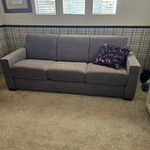 Lot #235- Modern Gray Pull Out Bed COUCH Like New