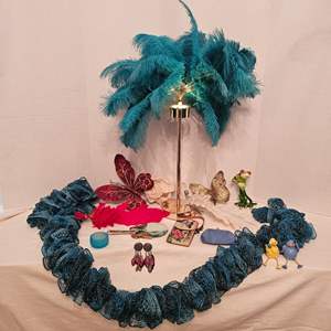 Lot #262- Fun Colorful Feather LED Light, Butterflies, Pocket Book, Scarf & more