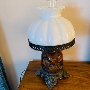 Lot #299- Unique Burl Wood Hurricane Lamp