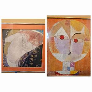 Lot #312- (2) Abstract Art: Senecio by Paul Kee and Danae by Gustav Klimt