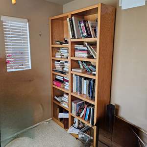 Lot #323- Tall 84" Solid Oak Bookcase (Located Upstairs)