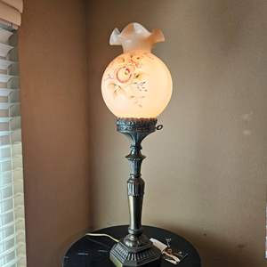 Lot #327- RARE Hand Painted FENTON LAMP