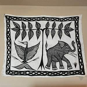 Lot #332-  Large 41" x 32" African Mudcloth Wall Hanging