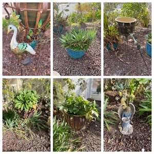 Lot #394-Yard Art , Plant Container, Statues & More