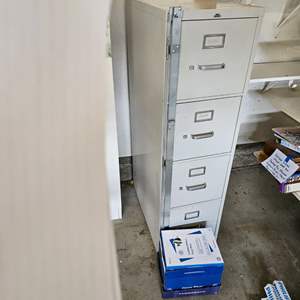 Lot #464- Vertical Metal File Cabinet By Pinnacle & Full Box Of Copy Plus Paper