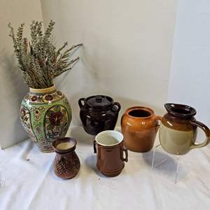 Lot #466- Vintage Pottery Vases And Cup