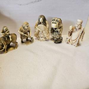 Lot #489- (5) Mini Possible Carved Bone Figurines 