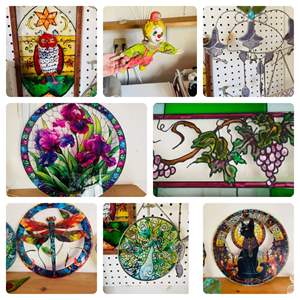 Lot #495  Huge Lot of Sun Catchers /Stained Glass Art / Decor Hangings WOW!