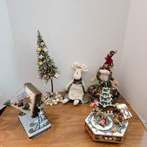 Lot #9- Collectable Christmas ; Hubrig Volkskunst Music Box, Unique SnowGlobe ,Vintage Christmas Tree and More