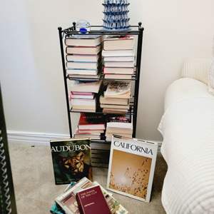 Lot #14- Metal Bookshelf Filled with Books 