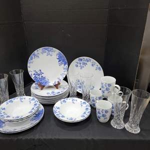 Lot #46-Paula Dean Dinnerware and Waterford Crystal Pilsner Glasses