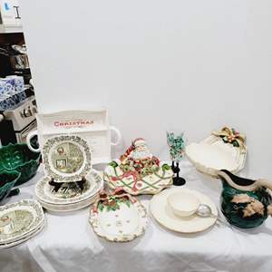 Lot #64- Collectable Christmas Lot; Dishes, Serving Dishes and Bowls