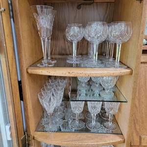 Lot #75- Lismore Pattern Crystal Lot: Waterford Wine Glasses, Flutes, Bowls, Misc Glasses