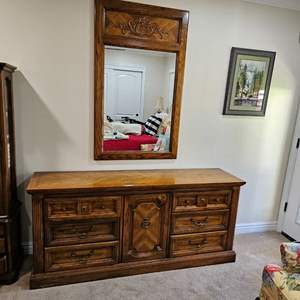 Lot #150- Dresser And Mirror By LEA Furniture 