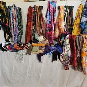 Lot #181- HUGE Collection of Fine & Beautiful Vintage & Modern Scarfs & Pashmina