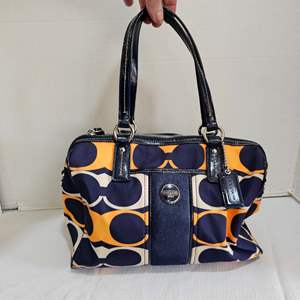 Lot #184- Coach Navy Blue Orange Cream Handbag