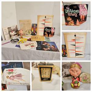 Lot #190- Vintage Small Plates, (2) Bobbleheads, Cup & Saucer, Coca-Cola Small Clock, & More