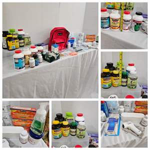 Lot #194- Tons of Vitamins, Covid 19 Tests, Pain Cream, First Aid Supplies, Greens, & More